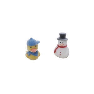 Miniatures canard jaune et bonhomme de neige floqués pour le bricolage et les cadeaux