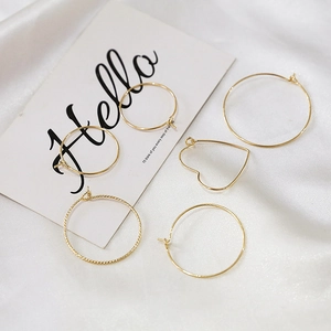 Minimalist 14K 18K Gold Filled DIY Earring Findings Heart Shape Twisted Textured Round Hoops For Jewelry Making Women