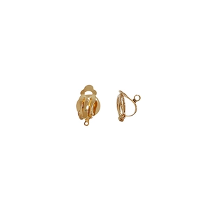 14k gold plated round ear clip converters with spring mechanism and loop for DIY jewelry