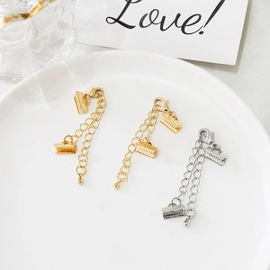 Kit bijoux DIY avec fermoir mousqueton chaîne d'extension et embouts or et argent