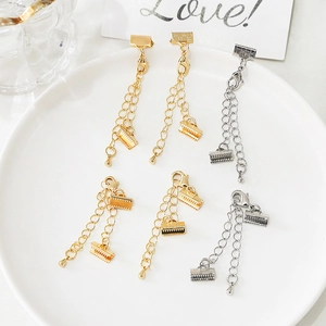 Embouts de cordon plaqués or 18k et argent avec fermoirs homard pour la création de bijoux DIY