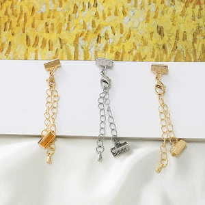 Embouts de ruban en or 18K et argent avec fermoir mousqueton et chaîne d'extension DIY