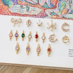 Alloy Rhinestone Charms For DIY Jewelry Making 18K Gold Plated Retro Palace Moon Star Snowflake Handmade Pendants Material Accessories