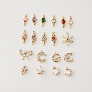 18k gold plated DIY jewelry pendants with colorful zircon moon and star designs