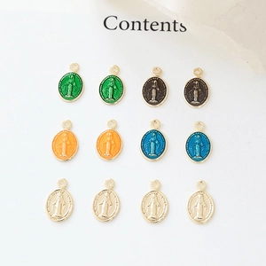 Vintage Oval Jungfrau Maria Anhänger DIY Schmuckherstellung Goldlegierung Emaille Religiöse Charms Für Halskette Armband Ohrringe
