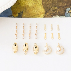 DIY jewelry kit with S925 crescent moon pendants, pearls and cubic zirconia connectors