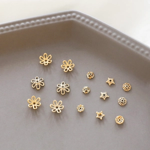 Capuchones de cuentas florales chapados en oro de 14k y separadores para joyería artesanal DIY