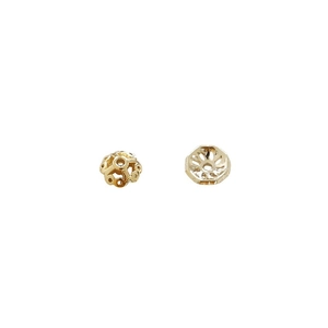 Cuenta de flor hueca y espaciador bañados en oro de 14k para creación de joyas DIY