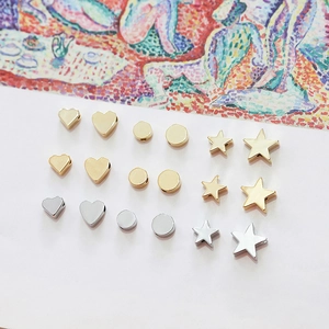 Copper 14k 18k Gold Plated Heart Star Round Spacer Beads For DIY Jewelry Making Findings Earrings Necklace Bracelet Materials