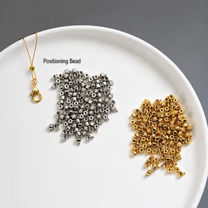 Perles à Écraser Plaquées Or 18K Perles d'Arrêt en Métal Accessoires Bijoux DIY Fermoirs Connecteurs pour Bracelet Collier
