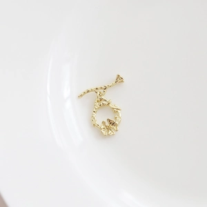 14k gold plated flower and branch style toggle clasp connector for jewelry DIY