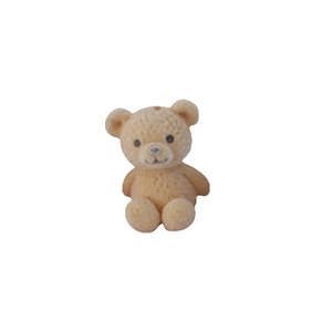 Cute brown teddy bear figurine with flocking texture for DIY jewelry and bag charms