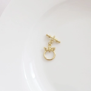 Golden dragonfly toggle clasp set for jewelry making, 14k gold filled connector for bracelets