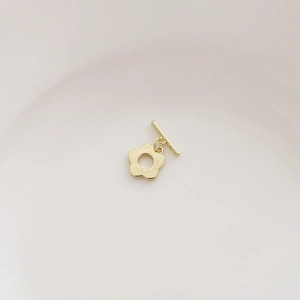 Golden 14k gold-filled flower shaped toggle clasp connector for DIY jewelry bracelets