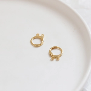 Paire de créoles rondes plaquées or 14 carats avec doubles boucles pour bijoux DIY