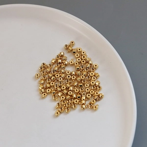 Perles à écraser cylindriques plaquées or 18 carats avec anneau pour bijoux DIY