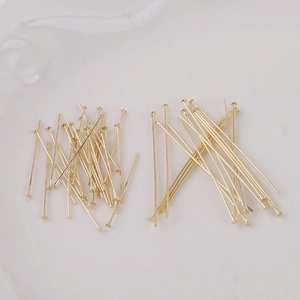 Flat head pins in 14k gold plated copper for DIY earring jewelry making and beading
