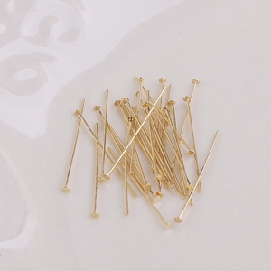 Flat head pins in 14k gold plated copper for DIY earring jewelry making and beading