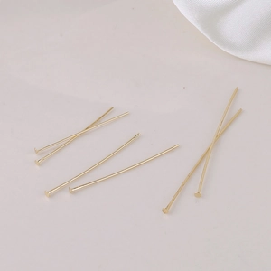 14K gold plated copper T-pins for DIY jewelry making and earring bead findings