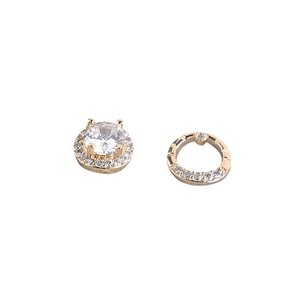 Luxury gold plated copper nail charms with sparkling zircon geometric stone settings