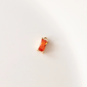 Colgante rectangular de circón naranja y baño de oro para la creación de joyas DIY