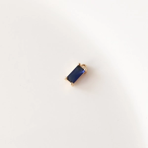 Colgante rectangular de circón azul y cobre dorado para la creación de joyas