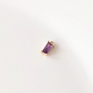 Colgante rectangular de circón púrpura bañado en oro para creación de joyas DIY
