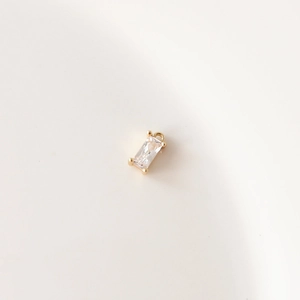 Colgante rectangular de circón con baño de oro para creación de joyas DIY y pendientes