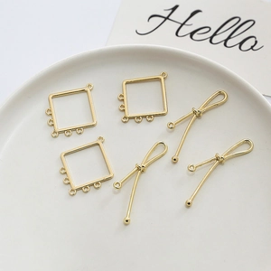 Gold Plated Copper Hollow Rhombus Multi Hole Pendant Knot Shape DIY Earring Accessories For Jewelry Making Handmade Supplies