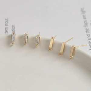 Clous d'oreilles S925 dorés avec zircon et boucles pour création de bijoux DIY