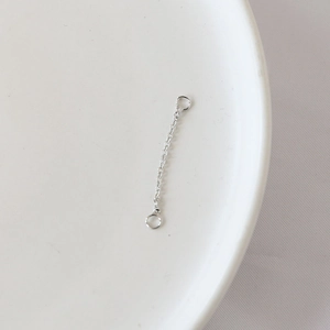 Detailed view of silver polished metal connector chain for jewelry DIY accessories