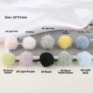 Macro view of 20mm colorful plush pompom balls for DIY jewelry and hair accessories