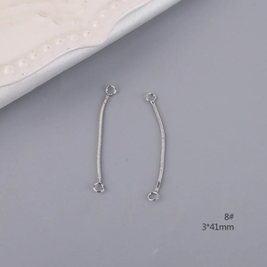 Connettori per orecchini a catena serpente argentata 8# con doppi anelli, misura 3x41mm