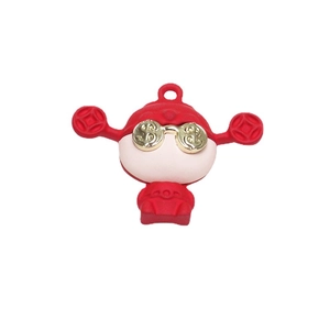 Colgante león rojo con gafas de dólar y orejas de moneda para joyería artesanal DIY