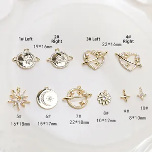 Detailed assortment of ten gold-plated celestial pendants with sparkling zircon inlays