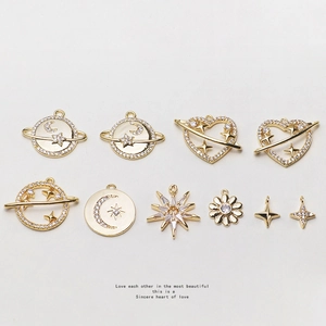 Legierung Strass Globus Stern Herz Anhänger Charms Für DIY Halskette Armband Herstellung Galvanisierte Gold Schmuck Zubehör