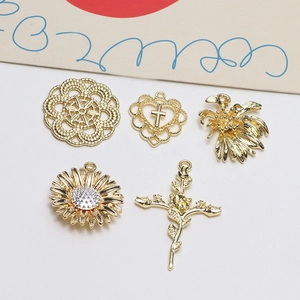 Pendentifs tournesol et croix évidée minimalistes pour boucles d'oreilles DIY bijoux