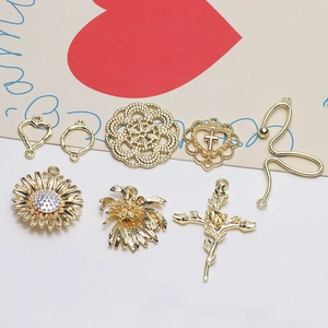 Ensemble de pendentifs tournesol et géométriques dorés pour création de bijoux DIY