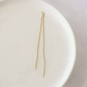 Pair of gold plated beaded tassel chain pendants with closed jump ring for DIY jewelry