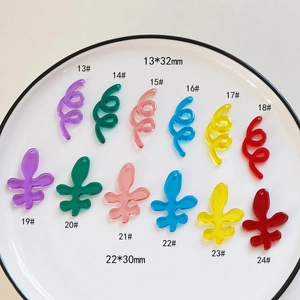 Colorful acrylic tulip-shaped DIY pendants in spiral and leaf designs for jewelry
