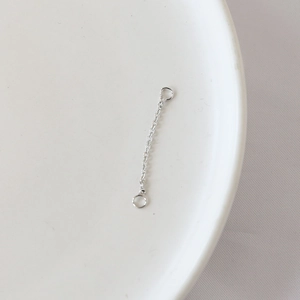 Silver-plated copper tassel chain pendant with dual closed rings for DIY jewelry making