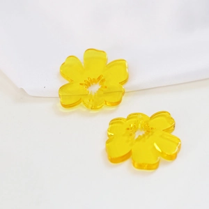 Macro shot of yellow tulip flower acrylic charms for DIY jewelry making accessories