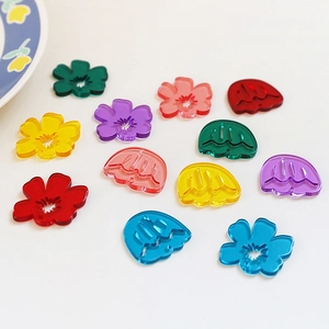 Hand-painted acrylic tulip flower and leaf pendants for DIY earring jewelry making