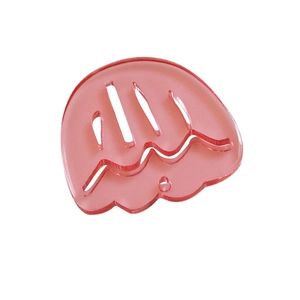 Pink translucent acrylic jellyfish pendant with hollow line art and hanging hole
