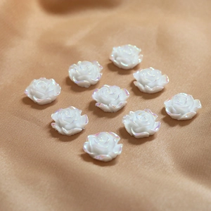 Vintage witte hars roos bloem oorbellen DIY bedeltjes met aurora parelglans set van 9