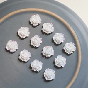 Irillerende Witte Hars Roos Bloem DIY Sieraden Maken Accessoires Kunstparelglans Cabochons Voor Handwerk Decoratie