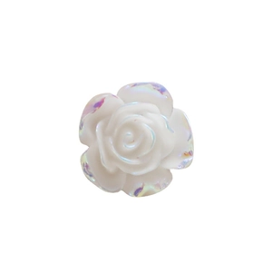 Vintage witte hars roos oorknopjes met iriserende AB-coating voor DIY handgemaakte sieraden