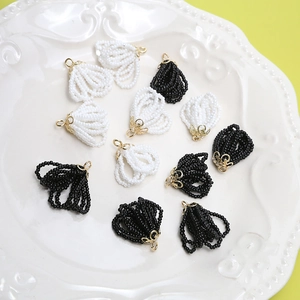Vintage crystal glass woven flower cap pendants for DIY jewelry and earrings