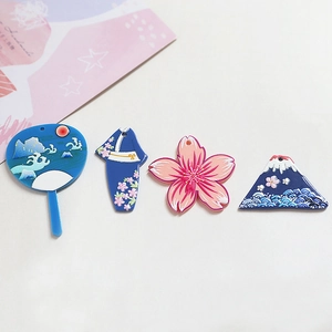 Colgantes japoneses de acrílico con motivos de monte Fuji y kimono para joyería artesanal