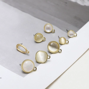 DIY jewelry parts with 925 silver base and cat's eye stones in gold geometric shapes